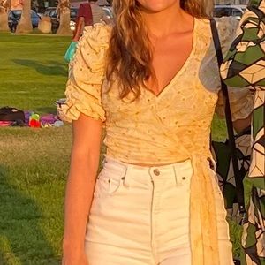 Yellow wrap top